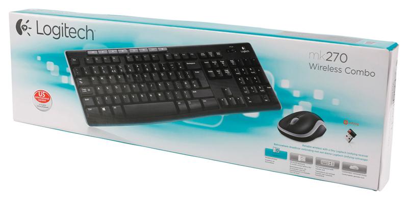 Logitech Keyboard and Mouse Combo MK270 2.4GHz, Unifying Nano Receiver, Extended Battery Life